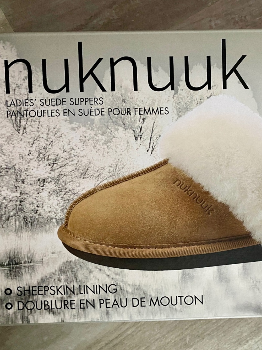 Ladies Nuknuuk Slippers Size 11 Suede Sheepskin NEW with Tags & Box - Picture 2 of 14